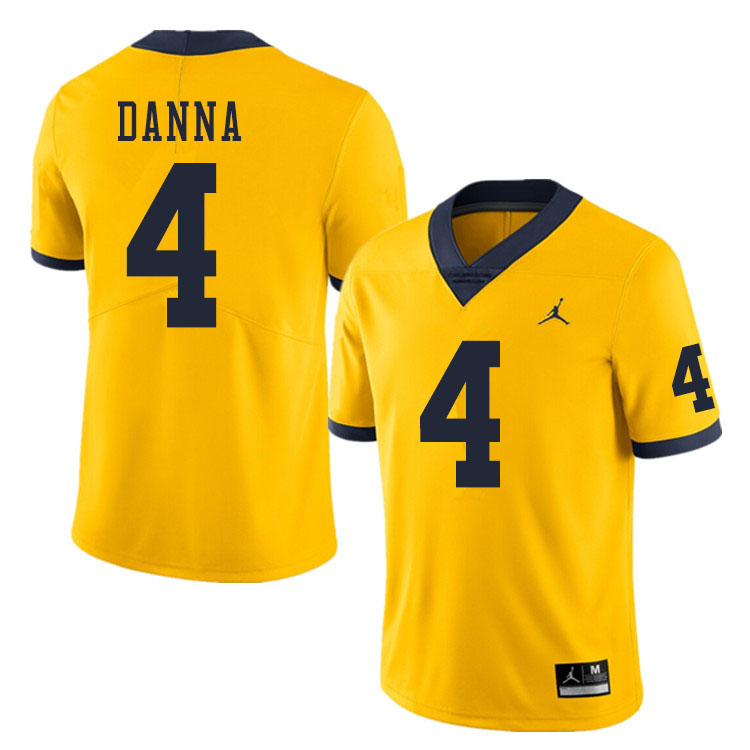 Men #4 Michael Danna Michigan Wolverines College Football Jerseys Sale-Yellow